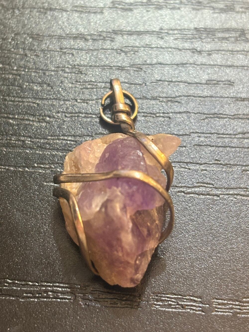 Raw Amethyst Crystal Wire Wrapped Pendant